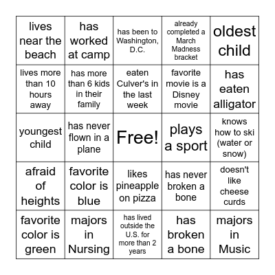 Everything Green Bingo Card