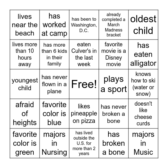 Everything Green Bingo Card