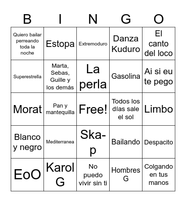 Orquesta Bingo Card