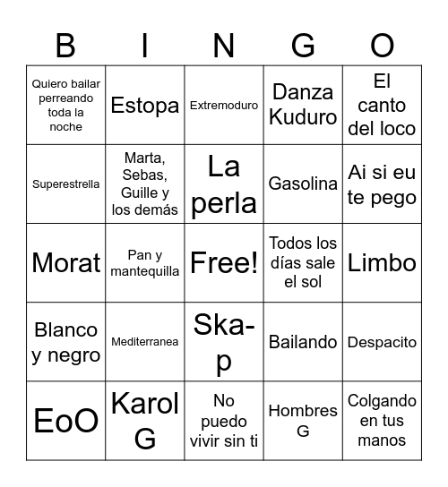 Orquesta Bingo Card