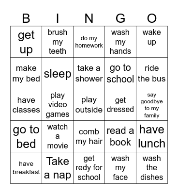 Daily Routine Bingo Card