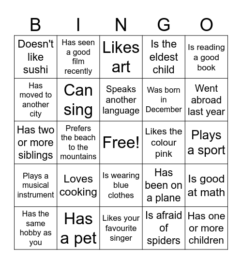 FIND SOMEONE WHO Bingo Card