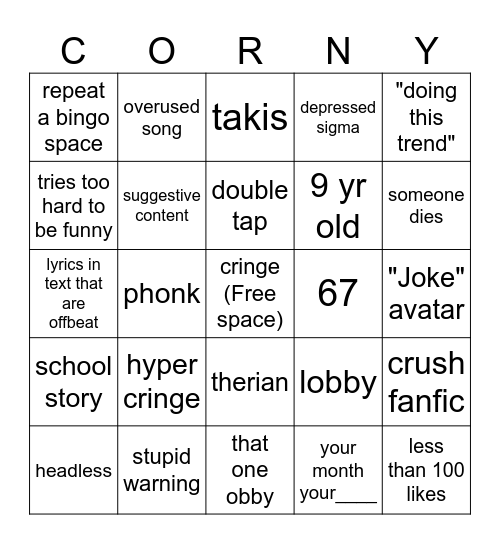 clip it bingo Card