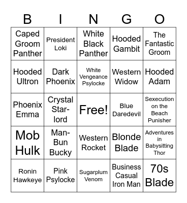 Marvel Rivals Costume Bingo Card