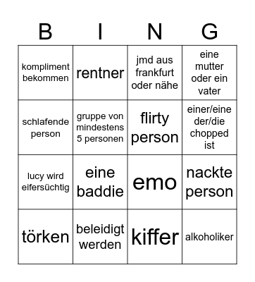 ome tv Bingo Card