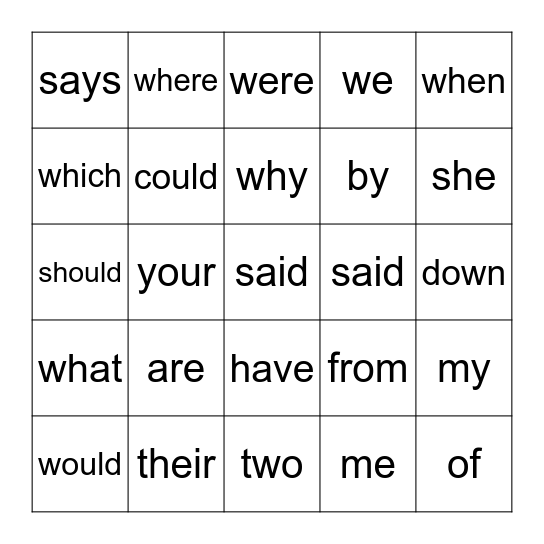 St Patrick's Day TRICKY WORD BINGO Card