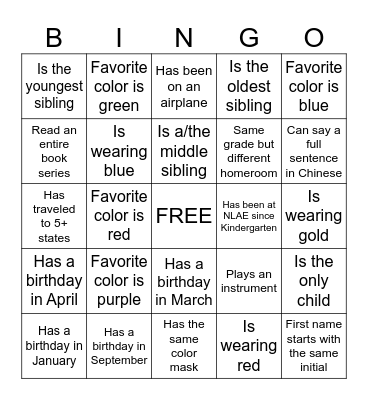 Find Someone Who Bingo Card