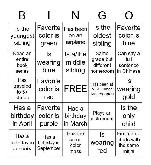 Find Someone Who Bingo Card