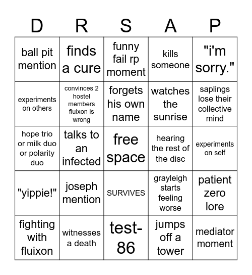 DaD Session Seven Bingo Card