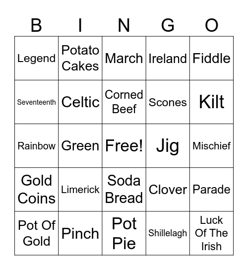 GREEN BINGO Card