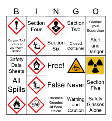 United Rentals - Chemical Safety Bingo Card