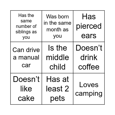 Who Can You Find? Bingo Card
