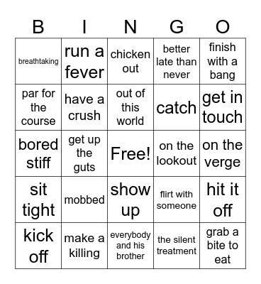 Chapter 9 Idioms Bingo Card