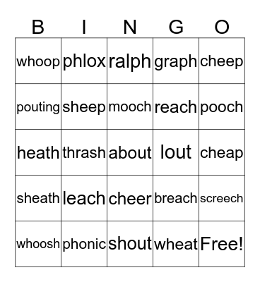 Phonics bingo Card