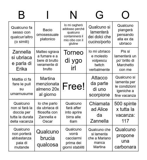 Bingo Pasquetta Bingo Card