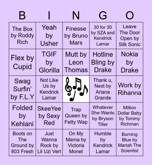 Musical Bingo! Bingo Card