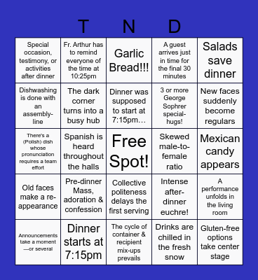 TND 2026 Bingo Card