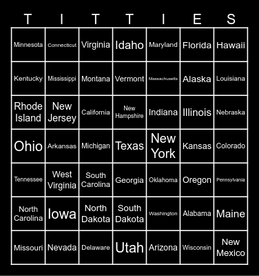 Titties of the US Bingo Card