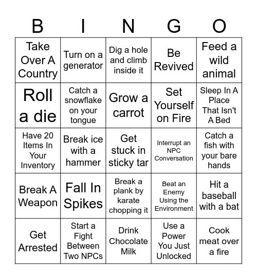 Lockout Bingo Card