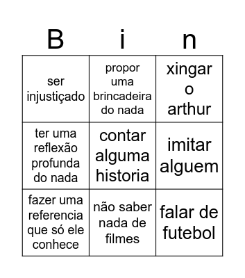 bingo do enzo Bingo Card