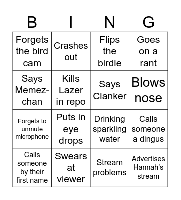 ChaofanJ Streams Bingo Card