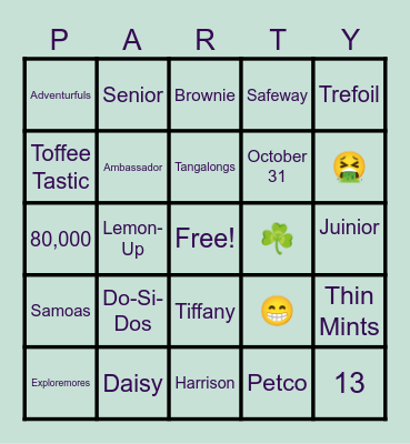 Cookie Party!! Bingo Card
