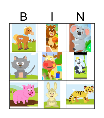Feed the animals Bingo Card