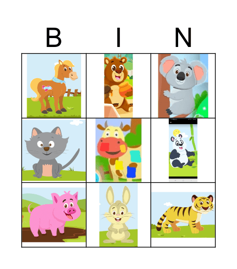 Feed the animals Bingo Card