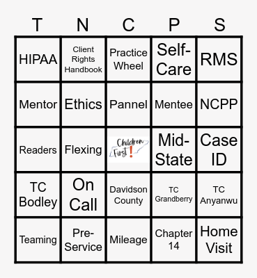 CPS Bingo Game Bingo Card