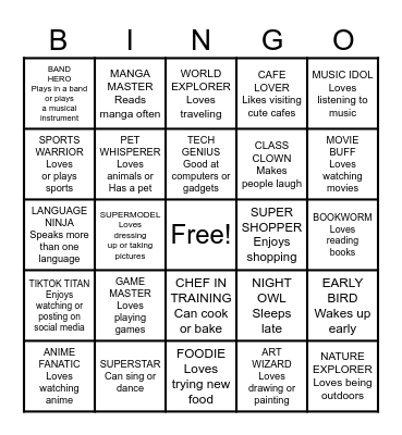 SUPERPOWER Bingo Card