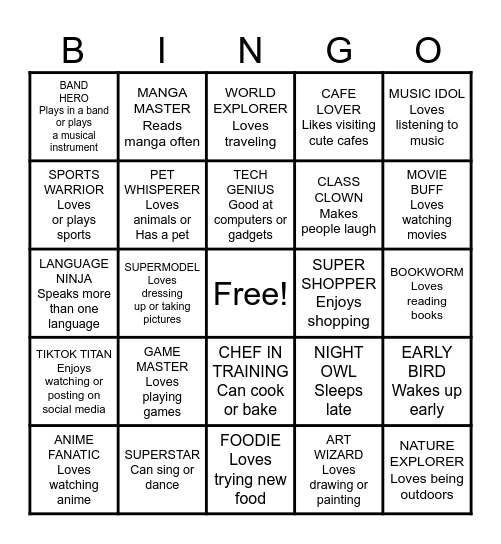 SUPERPOWER Bingo Card
