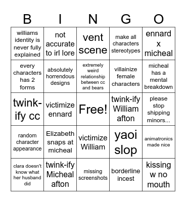 fnaf gacha life bingo Card