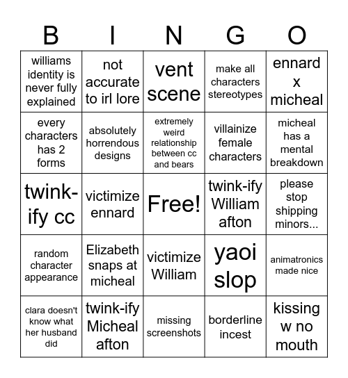 fnaf gacha life bingo Card