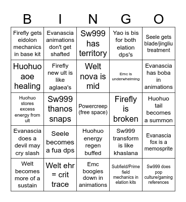 4.2 Beta Bingo Card
