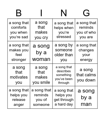 Music Bing Bingo Card