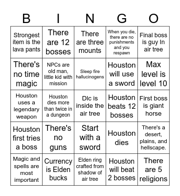 Houston eldren ringo Bingo Card