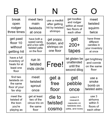 dandys world bingo Card