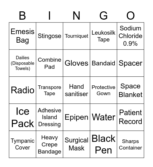 Kit to Care Bingo Card