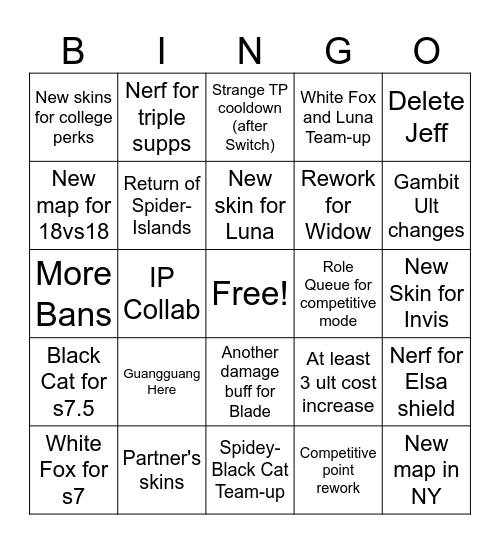 Temporada 7 Bingo Card