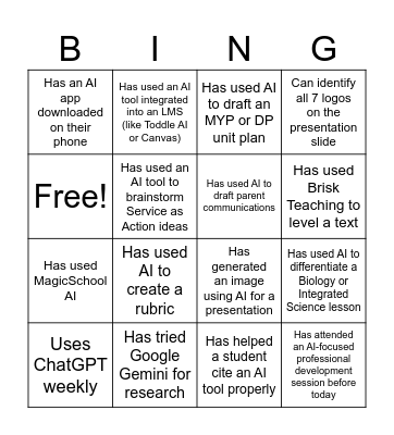 Find Someone Who...... Bingo Card