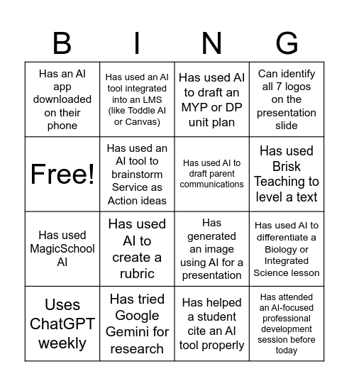 Find Someone Who...... Bingo Card