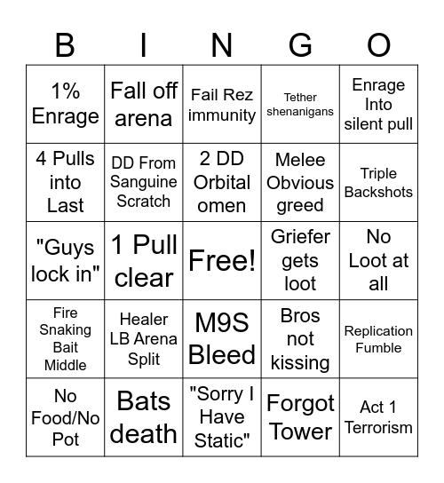 PF RECLEARS Bingo Card