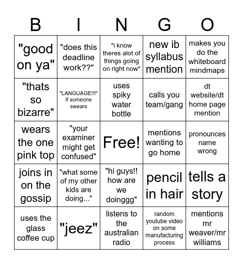 ms vaughan bingo Card