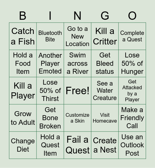 Path of Titans Bingo 3 Bingo Card