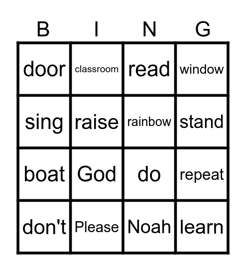 A1-10 Classroom Instructions Bingo Card