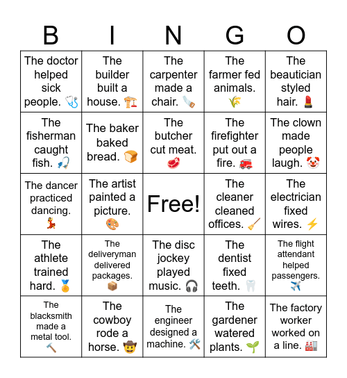 B10 L15 The actor acted in a movie. 🎭 Bingo Card