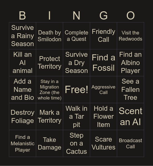Ecos: La Brea (Roblox) Bingo Card