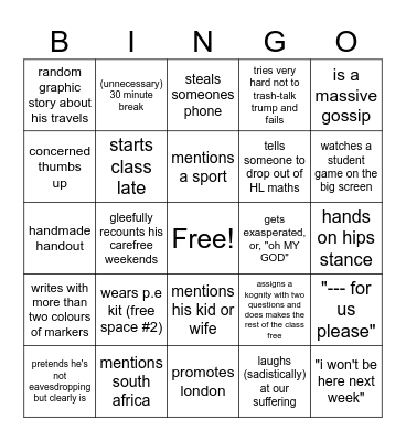 Brett Bowman Bingo Card