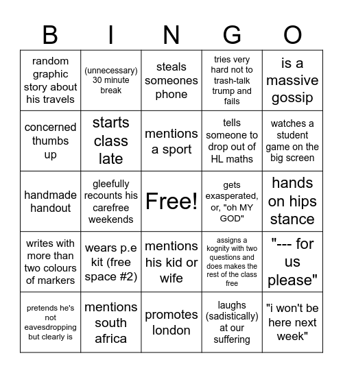 Brett Bowman Bingo Card