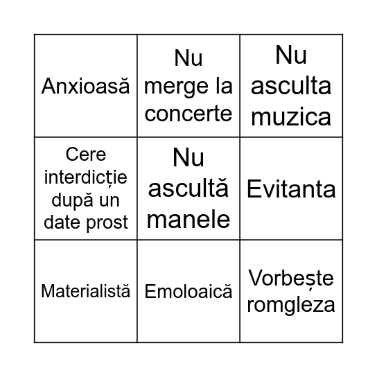 Dating Mihai Bingo Card